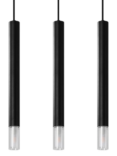  Lampa wisząca WEZYR 3 czarna tuba