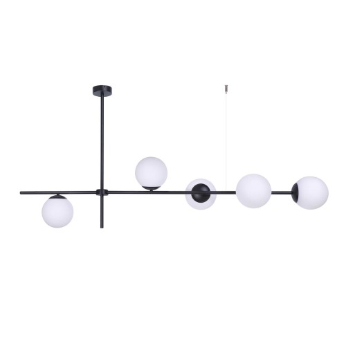 VUELTA S5 czarna lampa sufitowa, biała szklana kula