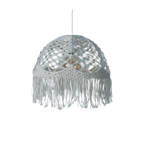 Lampa wisząca MAKRAMA 1L krem ecru boho żyrandol