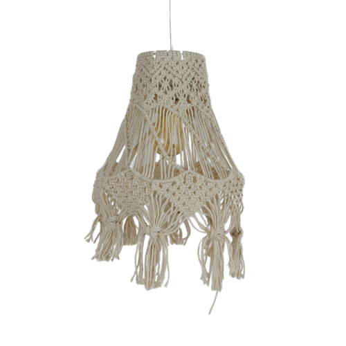 Lampa wisząca MAKRAMA 2L krem ecru boho żyrandol 