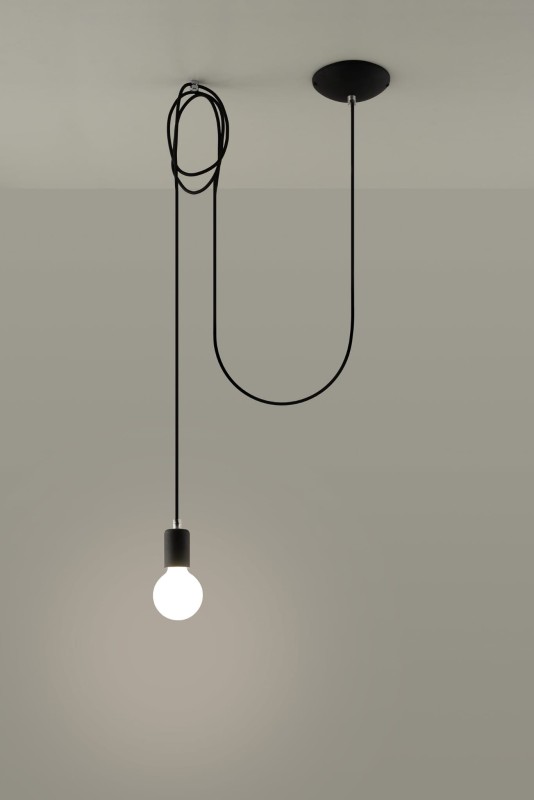Lampa Wisząca EDISON 1 LONG Czarny-3939462