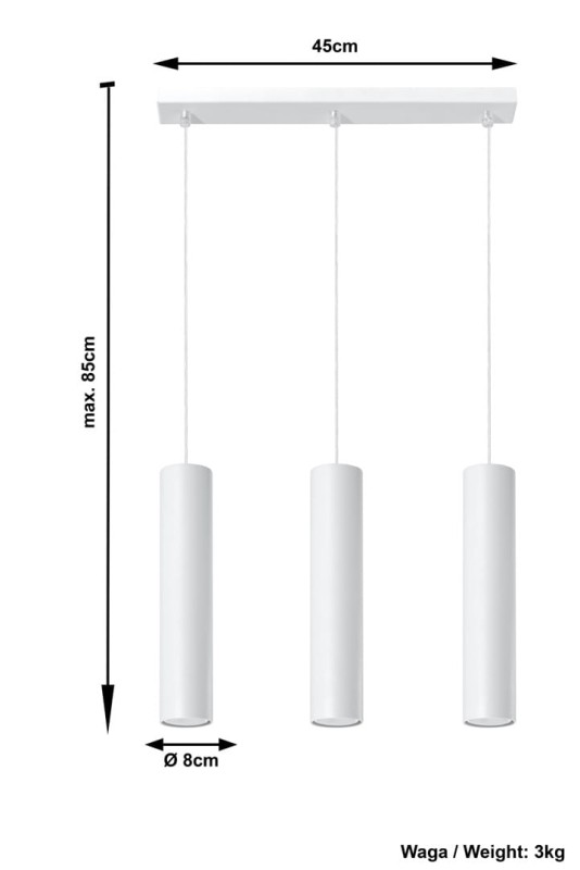 Lampa Wisząca LAGOS 3 Biały-3939324
