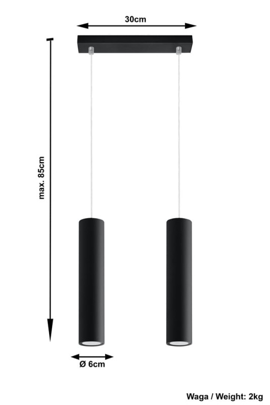 Lampa Wisząca LAGOS 2 Czarny-3939336