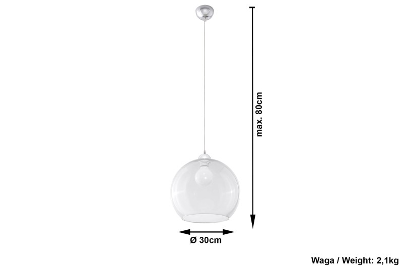 Lampa Wisząca BALL Transparentny-3938997