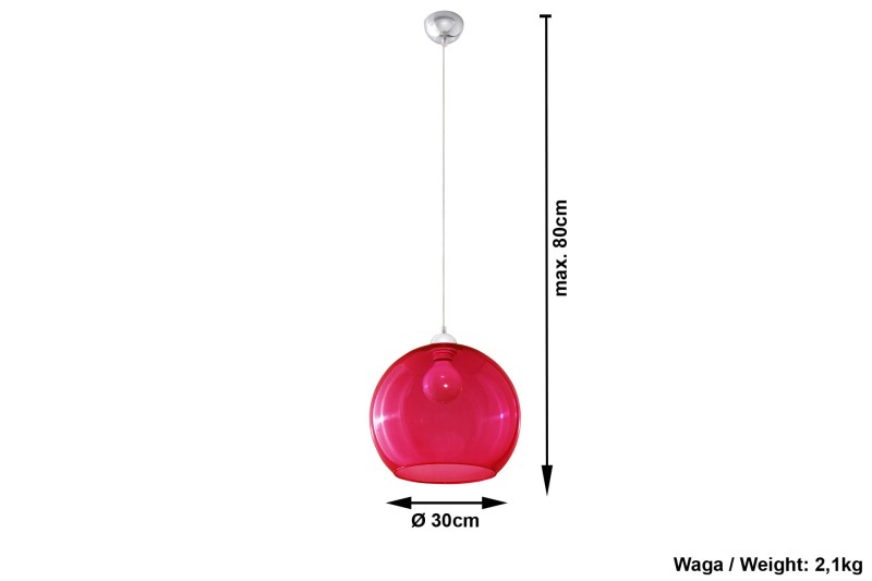 Lampa Wisząca BALL Czerwona-3939022
