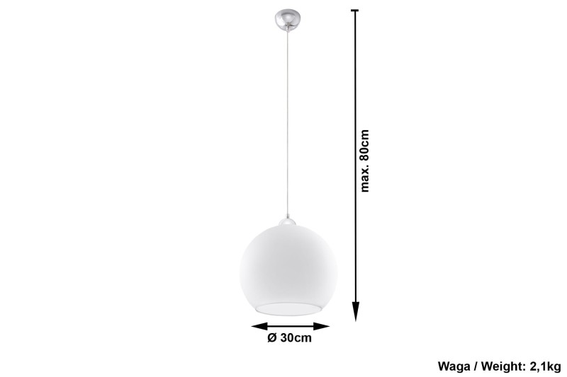 Lampa Wisząca BALL Biała-3939037