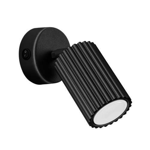 Kinkiet KARBON czarny z włącznikiem – praktyczny kinkiet ścienny do sypialni i salonu