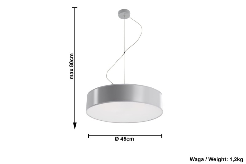 Lampa Wisząca ARENA 45 Szara-3938390