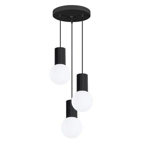 Lampa wisząca HALO 3P czarna – Nowoczesna 3-płomienna lampa sufitowa do salonu i jadalni