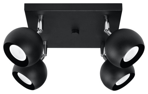 Nowoczesny plafon OCULARE 4 Czarny spot regulowany