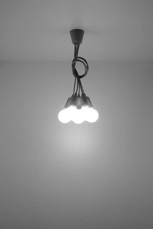 Lampa wisząca DIEGO 5 szara-3940096