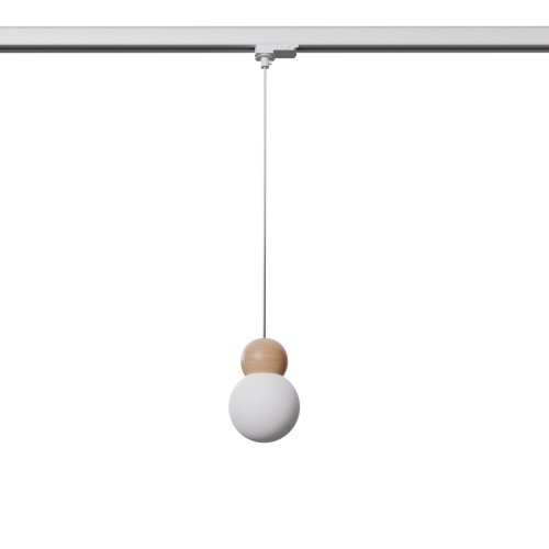 Lampa wisząca PEKKA biała/naturalne drewno G9