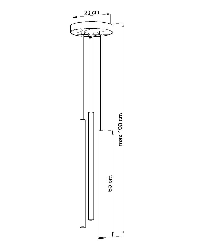Lampa Wisząca PASTELO 3P Czarna-3939831