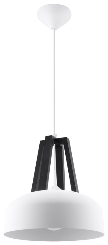 Lampa Wisząca CASCO Biała/Czarne Drewno-3939538