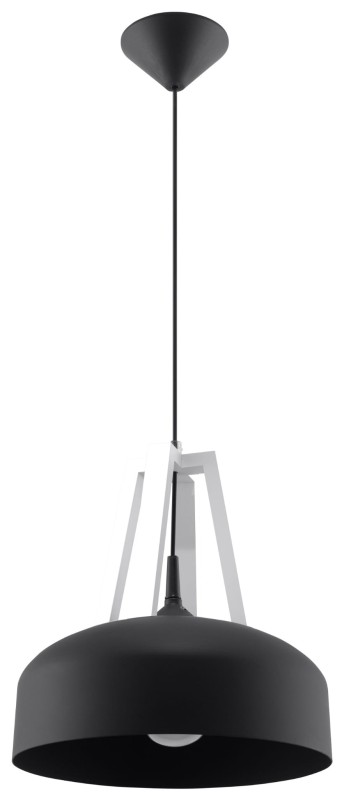 Lampa Wisząca CASCO Czarna/Białe Drewno-3939546