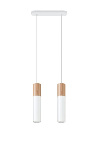  Lampa wisząca PABLO 2 biała i naturalne drewno