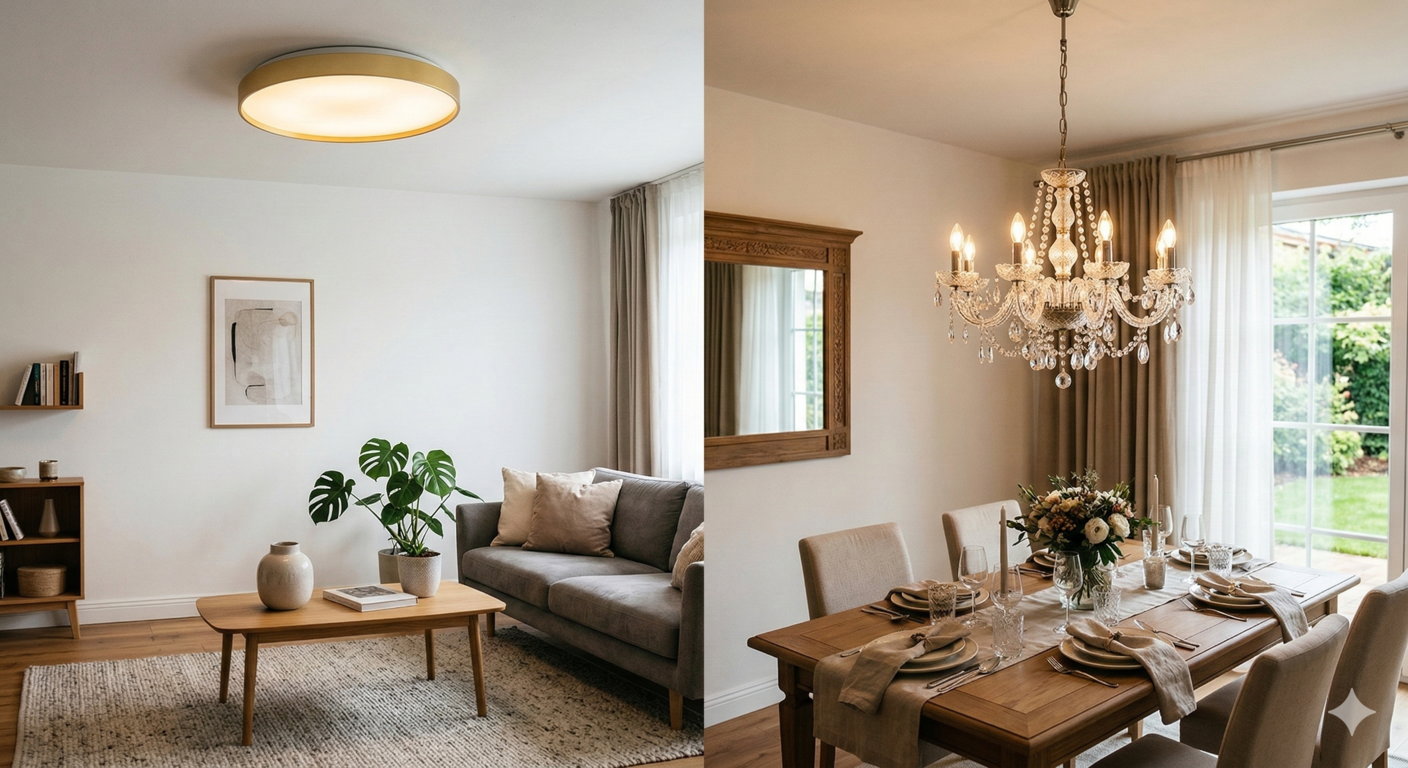 Porównanie: lampy plafony vs żyrandole - co wybrać?